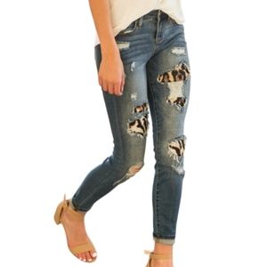 Judy Blue Leopard Patch Skinny Jeans Size 14W
